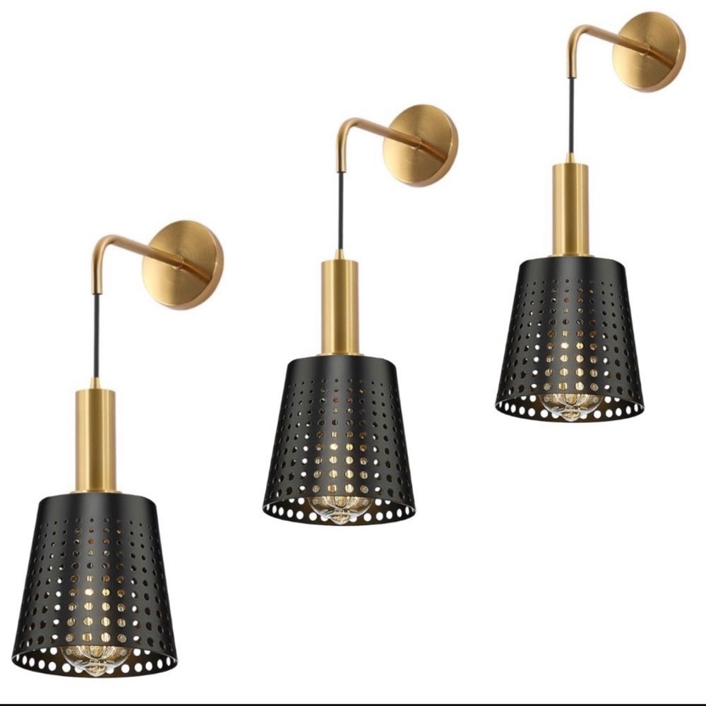 Set of 3 metal black and gold scones